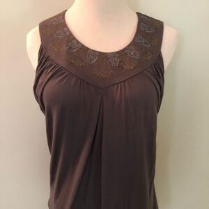 Deletta Gray Modal Metallic Design Tank Top Sz: XS